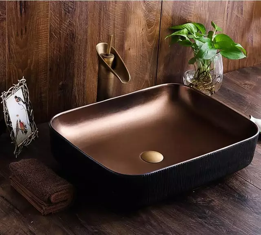 Bathroom Accessories Wash Basin Tabletop Countertop Sink Black and Rosegold