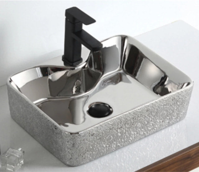 Silver coated ceramic bathroom accessories wash basin