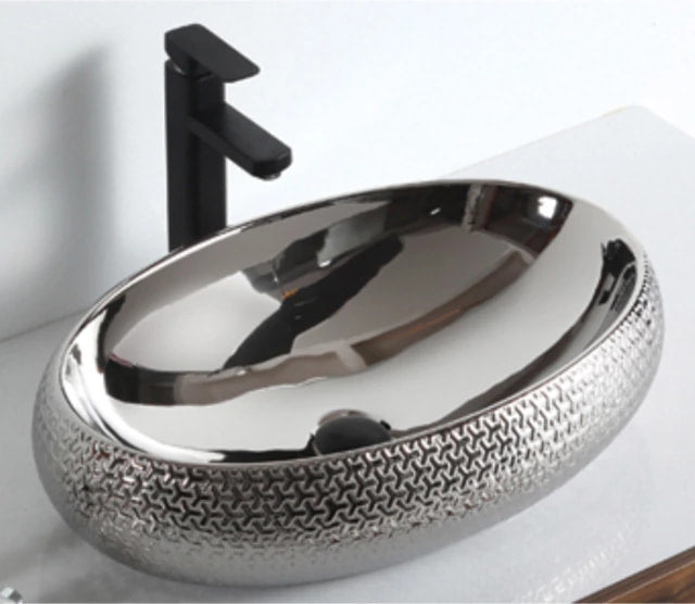 Silver coated ceramic bathroom accessories wash basin