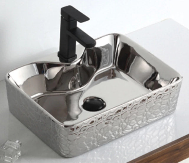 Silver coated ceramic bathroom accessories wash basin
