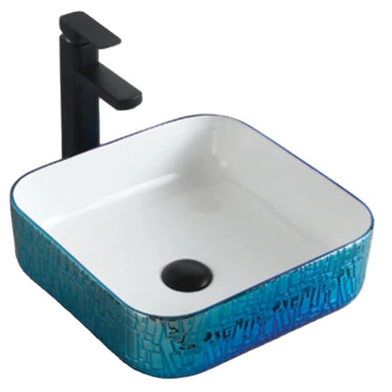 Electroplated Blue Basin Porcelaine Tabletop Countertop Sink