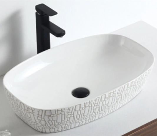 New Porcelain Bathroom Accessories Wash Basin Engraved Designed