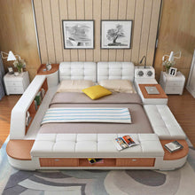 Load image into Gallery viewer, Luxury modern multifunctional genuine leather bed
