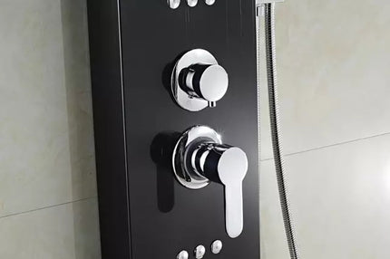 Colonnes de douche en nickel noir brossé, jets de spa cascade en acier inoxydable 304, panneau mural de douche intelligent, accessoires de salle de bain
