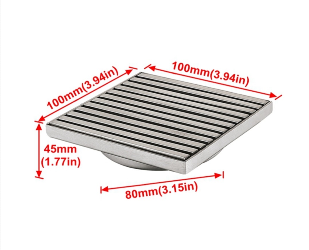 Stainless Steel Anti-odor Square Shower Floor Drain Quick Drainage Bathroom Floor Trap Grating Strainer