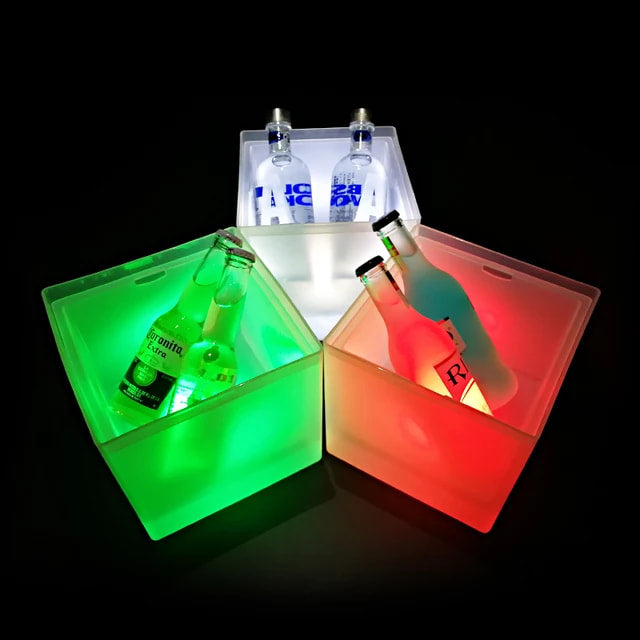 Multi color led light ice bucket