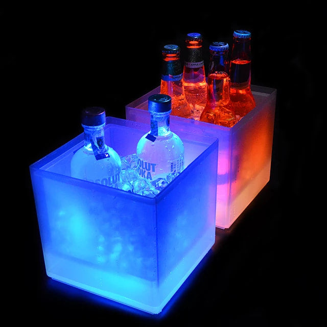 Multi color led light ice bucket