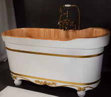 Load image into Gallery viewer, LUXURY Golden Sauna Wood Bathtub
