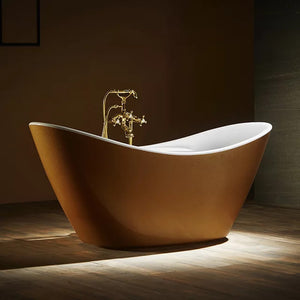 French Acrylic Freestanding Standalone Gold Bathtub Ceramic