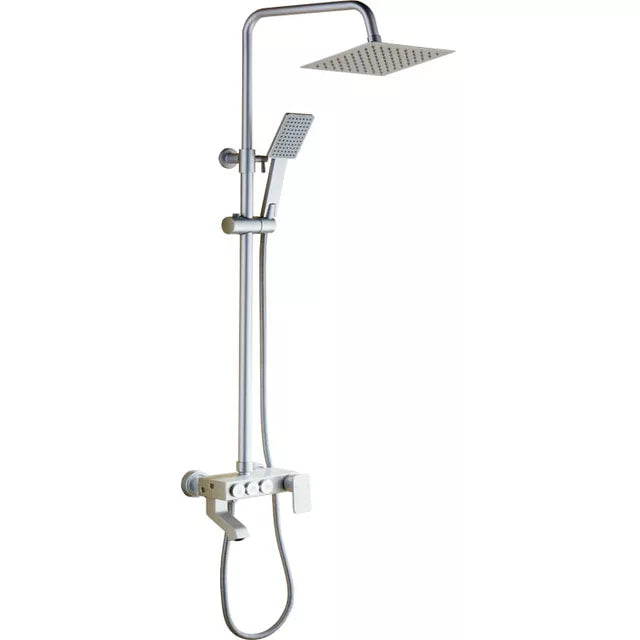 Ensemble de douche à effet pluie, pommeau blanc carré 