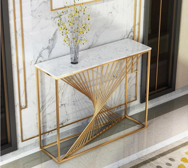 Iron Console Table White and Gold Painted