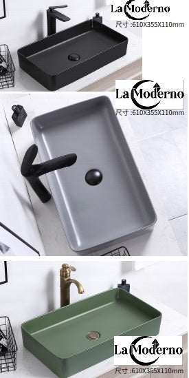 Bathroom Accessories Porcelain Hand Wash Basin Black Matt Wash Sink