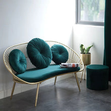 Lade das Bild in den Galerie-Viewer, Simple modern iron sofa chair milk tea shop double creative leisure sofa chair velvet leisure chair
