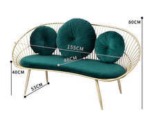 Load image into Gallery viewer, Simple modern iron sofa chair milk tea shop double creative leisure sofa chair velvet leisure chair
