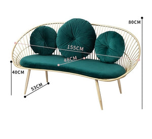 Simple modern iron sofa chair milk tea shop double creative leisure sofa chair velvet leisure chair