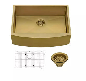 Farmhouse Apron Sink Stainless steel 304 Nano Sink Gold. 16 GAUGE ALL SIDES AND INSIDE
