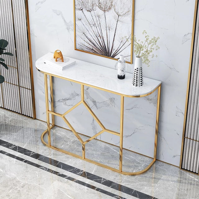 Iron Console Table with Slate Top Marble