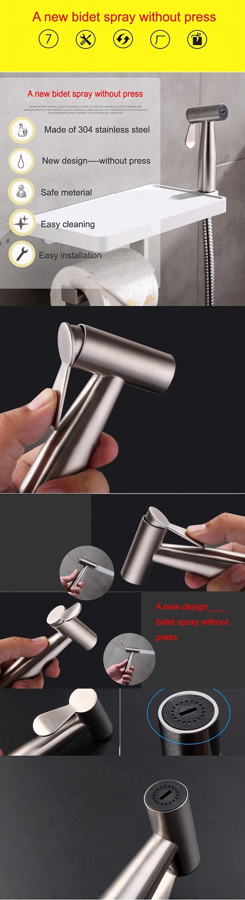 Bathroom Accessories Bidet Stainless Steel Electroplating