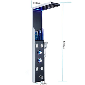 Wall mounted hydro massage shower panel led with pump