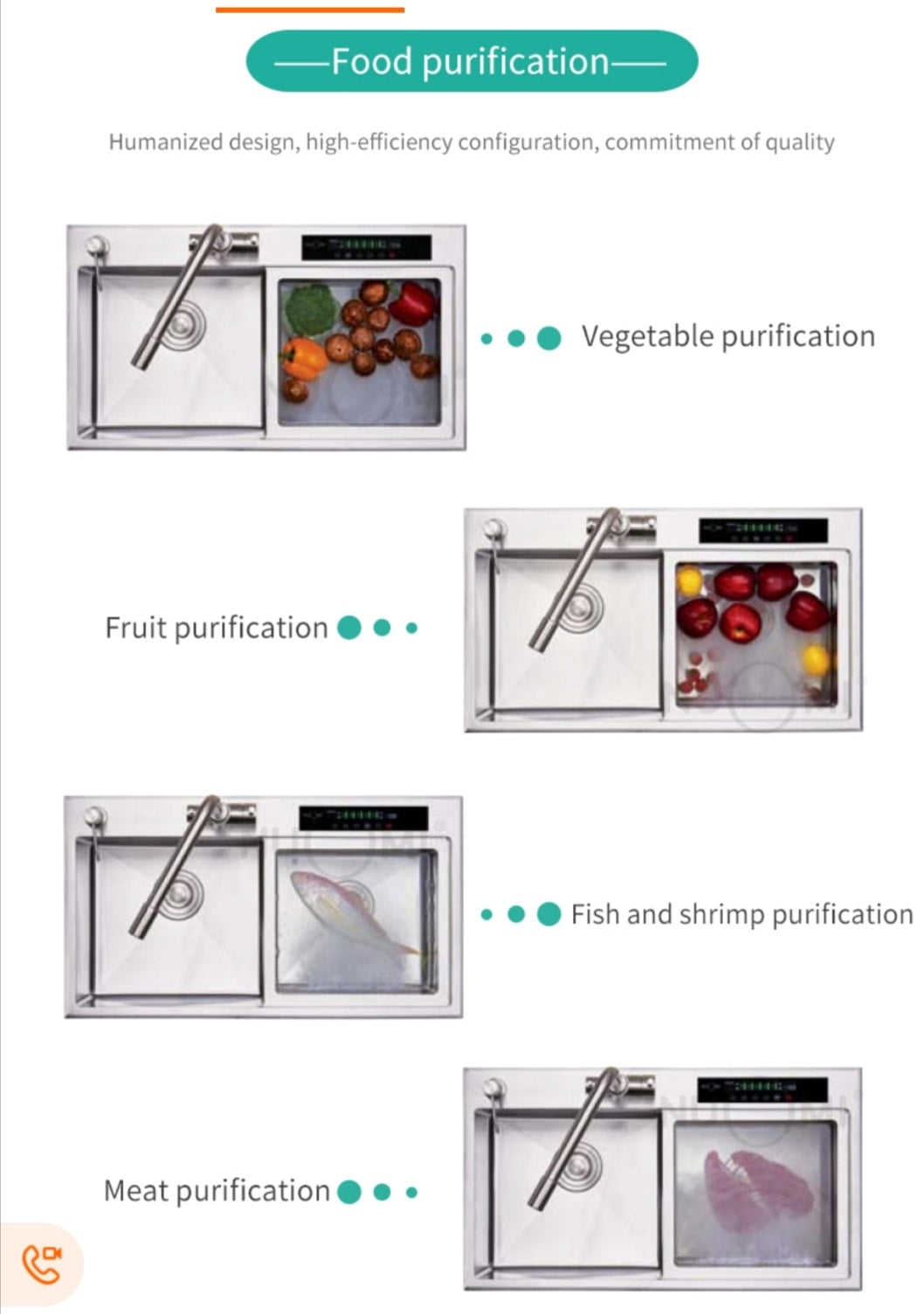 Intelligent Touch Screen Kitchen Sink with Vegetable Purification