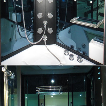 Tempered Glass Shower Room Tub with Foot Massage and Steamer