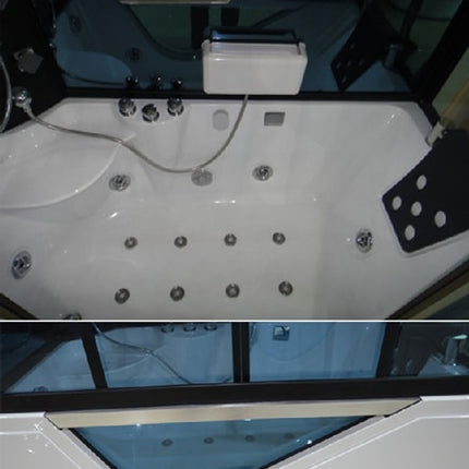 Tempered Glass Shower Room Tub with Foot Massage and Steamer
