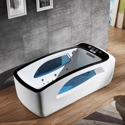 Acryl-Badewanne mit Whirlpoolfunktion für einen Personen, LED-Beleuchtung und Jet-Massage 