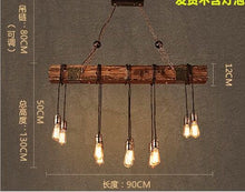 Charger l&#39;image dans la galerie, Rustic Wood Beam Edison Hanging Ceiling Lighting Natural Reclaimed Wooden Light Pendant Light

