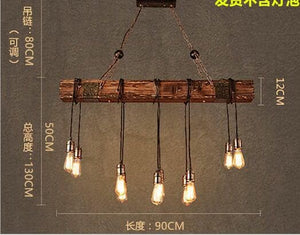 Rustic Wood Beam Edison Hanging Ceiling Lighting Natural Reclaimed Wooden Light Pendant Light