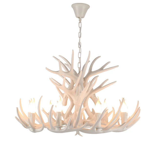 Rustic Theme Chandelier Retro Resin Deer Horn LED Pendant Lamps