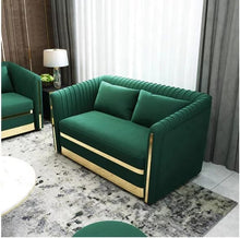 Load image into Gallery viewer, Sofa set stainless steel and velvet
