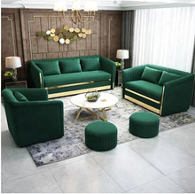 Load image into Gallery viewer, Sofa set stainless steel and velvet
