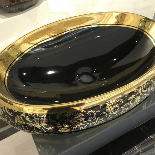 Black and Gold Basin - Bathroom Accessories