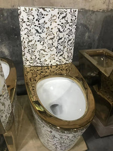 Luxury bathroom  flower design ceramic toilet