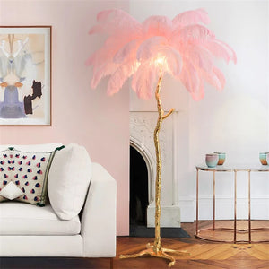 Luxury Floor Lamp Made of Copper Feather Floor Lampshade