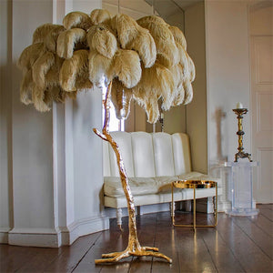 Luxury Floor Lamp Made of Copper Feather Floor Lampshade