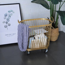Load image into Gallery viewer, Simple Elegant Laundry Organizer Made of Iron Clothes Basket with wheels

