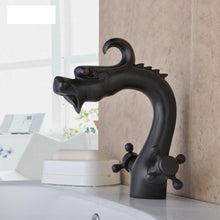 Load image into Gallery viewer, Dual Cross Handle Dragon Black Basin Water Tap
