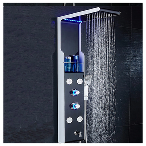 Wall mounted hydro massage shower panel led with pump