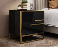 Load image into Gallery viewer, Stainless steel White Gold Bedside Table for Bedroom with drawer Luxury Side Table
