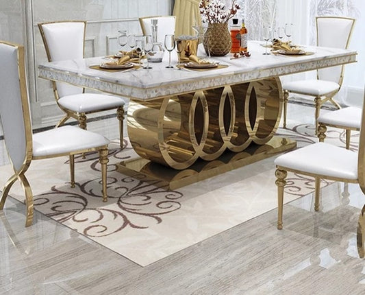 Rectangular 180cm Dining Table Electroplated Gold Chair not Included