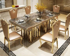 Luxury Metal chair gold dining table