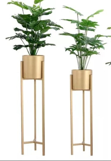 Iron Gold Garden Plant Pot Set Gold 2pcs