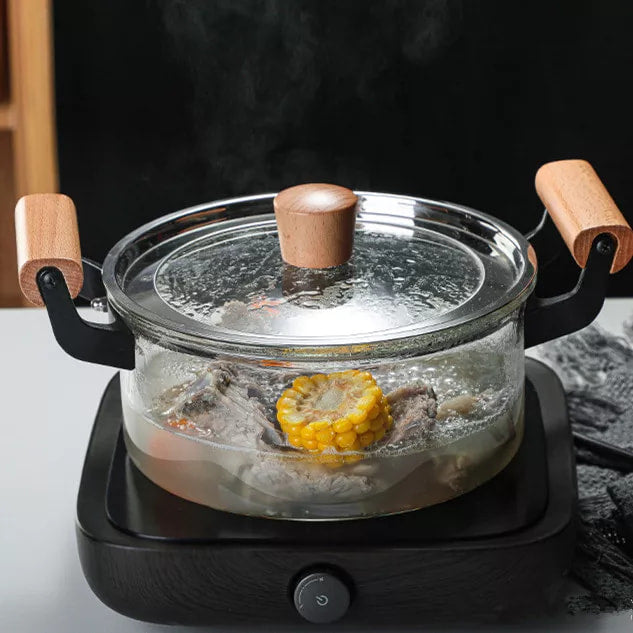 Cooking Pot, Glass Cooking Pot With Lid, Heat Resistant