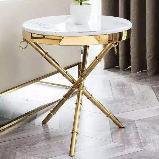 Minimalist Electroplated White Gold Bed Side table for bedroom or Living Room