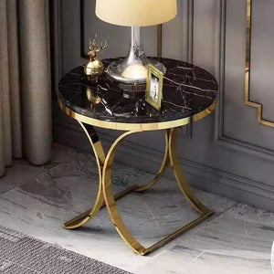 Side table for bedroom Black Marble Top Stainless steel Gold Electroplating