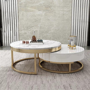 Modern Retractable Center Table Stainless Steel with Drawer