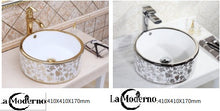 Lade das Bild in den Galerie-Viewer, Ceramic Bathroom Accessories Wash Basin Grapes Pattern Gold White
