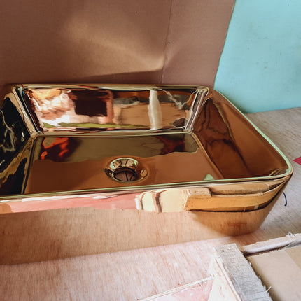 Hand Wash Basin Gold and White Theme Bathroom Accessories Sink