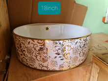 Load image into Gallery viewer, Ceramic bathroom accessories wash basin Floral Leaf Pattern
